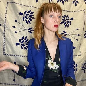 Vintage blazer NO LABEL tailored 3/4 sleeve elegant details interior pocket